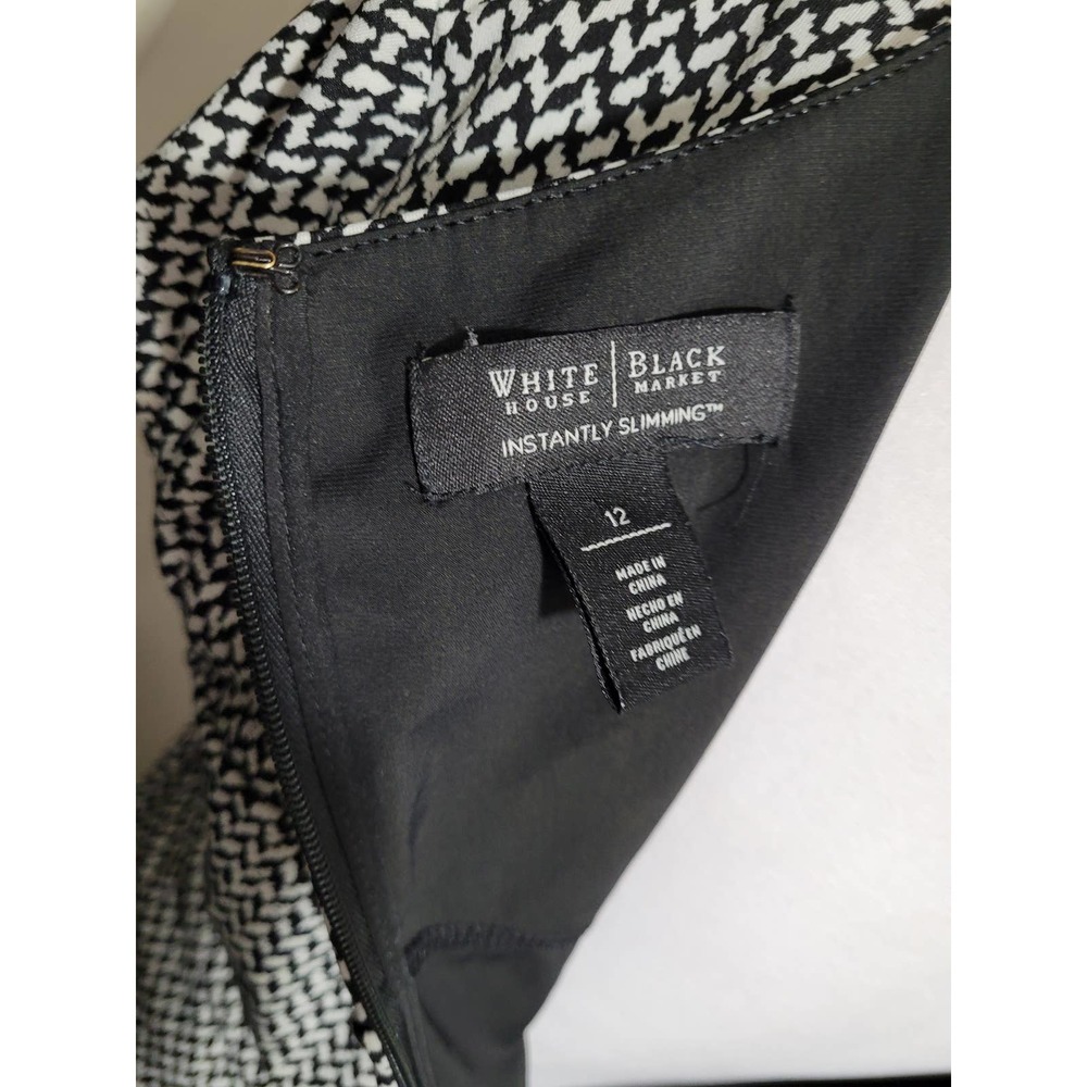 WHITE HOUSE BLACK MARKET Instantly Slimming Black & White Tiered Dress Sz. 12 - Picture 8 of 8